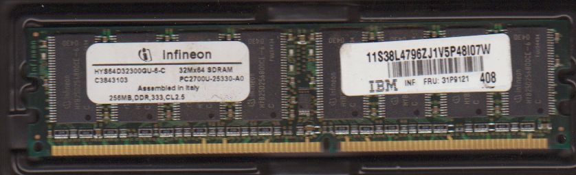 MEMORIA INFINEON 256MB PC2700U DDR SDRAM 333Mhz CL2,5 HYS64D32300HU-6-C